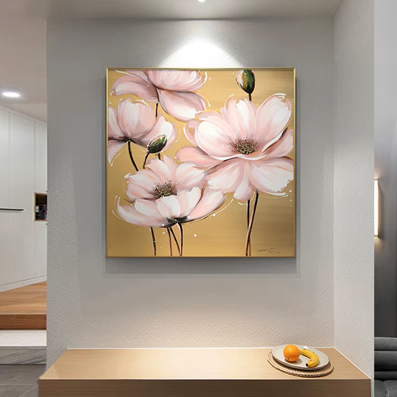 Luxury Peonies and Poppies Floral Art Print Set (Gold Embellishments & Raised Petals)